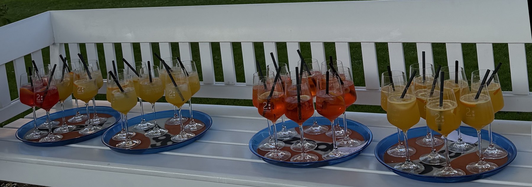 Drinks-Tablett für eine Feier auf der Terrasse
